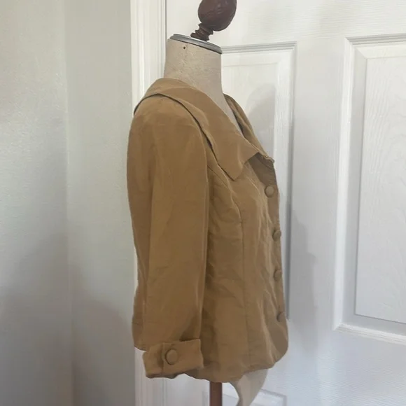 Vintage Allison Taylor 100% silk button down gold blouse collar women’s size 6 - Picture 2 of 5